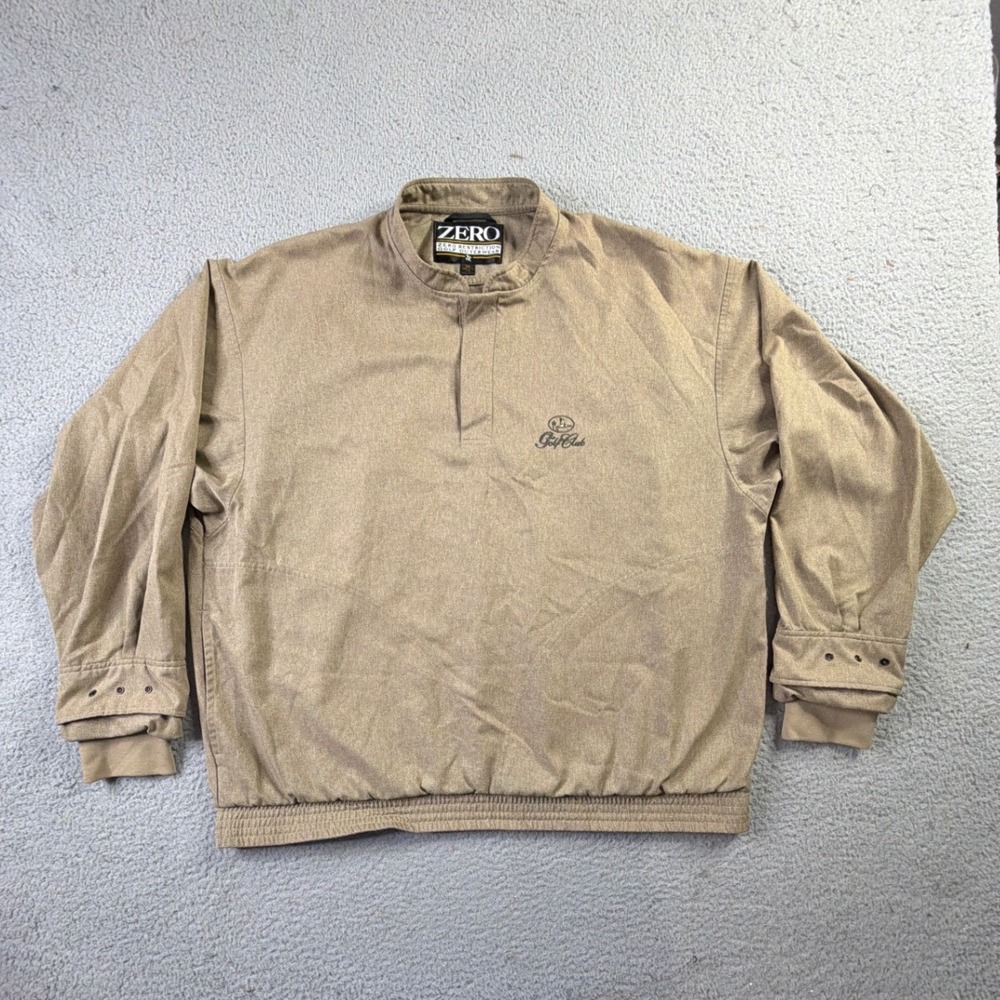 Zero Restriction Microsuede Windbreaker Pullover Mens XL Tan Khaki Mock Neck